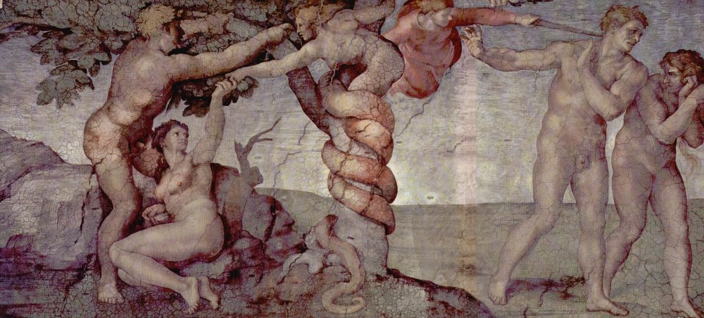 Ursünde und Vertreibung aus dem Paradies, Deckenfresko Michelangelo