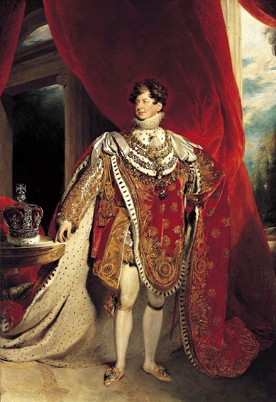 George IV. im Krönungsornat bei seiner Krönung 1821 in Westminster Abbey