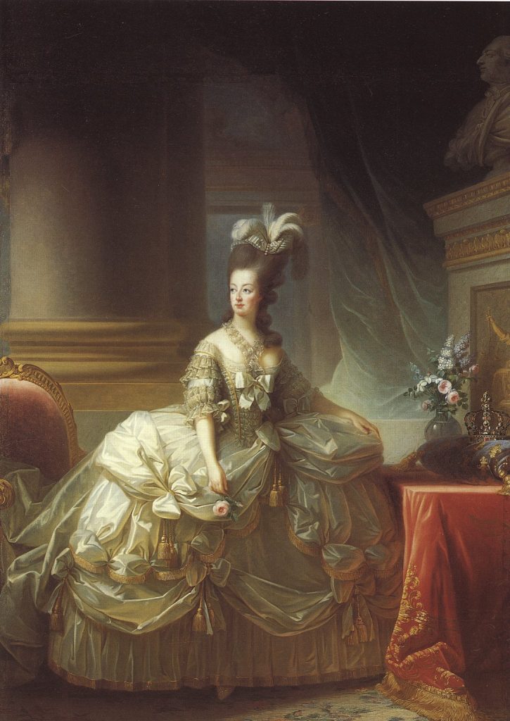 Porträt von Marie Antoinette mit einer Rose, 1778 gemalt von ihrer Lieblingskünstlerin Élisabeth Vigée-Lebrun