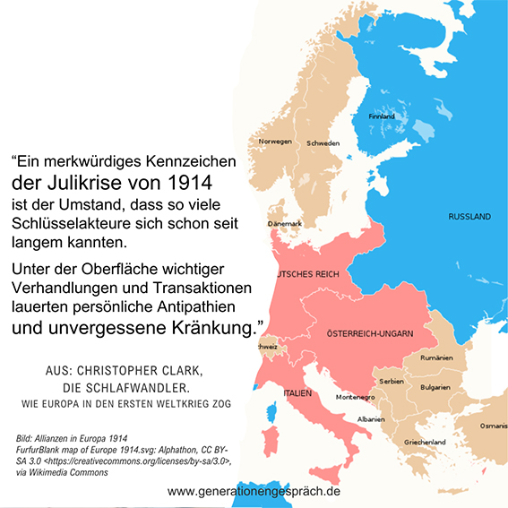 Karte Bündnisse Julikrise 1914 Erster Weltkrieg 1914 Generationengespräch