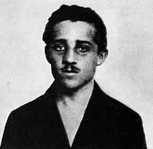 Porträt von Gavrilo Princip, dem Attentäter von Sarajevo 1914, dessen Schüsse auf Erzherzog Franz Ferdinand und Sophie von Hohenberg den Ersten Weltkrieg auslösten.