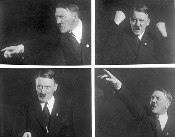 Adolf Hitler Rednerposen – historische Aufnahme aus dem Bundesarchiv, Darstellung seiner politischen Auftritte und Rhetorik