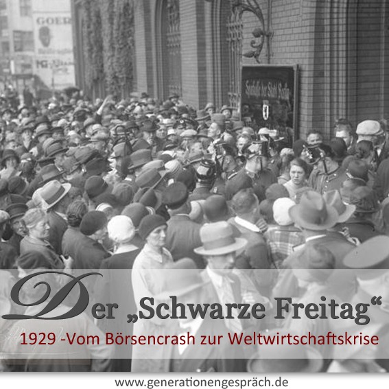 Menschenmengen während des Börsenkrachs 1929 an der Wall Street zur Weltwirtschaftskrise