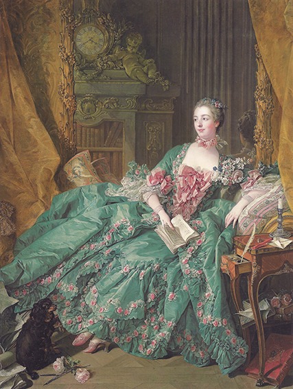 Marquise de Pompadour im Salon von Versailles – Porträt von François Boucher Marquise de Pompadour in ihrem Salon auf einer Chaiselongue – Porträt von François Boucher aus dem Jahr 1756
