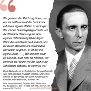 Magda und Joseph Goebbels Zitat Goebbels 1928 Wolf im Schafpelz Generationengespräch