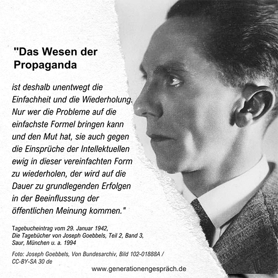 Zitat Joseph Goebbels Propaganda Magda Goebbels der Bock von Babalesberg Generationengespräch