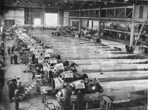 Im Dritten Reich wurde mehr als die Hälfte der Rüstungsproduktion (hier: Flugzeuge) mit sogenannten Mefo-Wechseln bezahlt