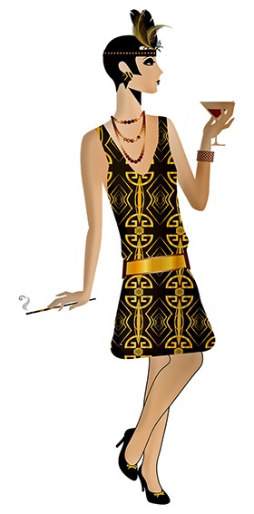 Flapper-Mode der 1920er Jahre – Die Goldenen Zwanziger | Generationengespräch Flapper der 1920er Jahre in Charleston-Kleidern – Mode der Goldenen Zwanziger